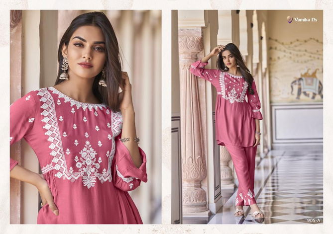 Vintage Super Hit By Vamika Rayon Embroidery Cord Set Kurti With Bottom Wholesale Online